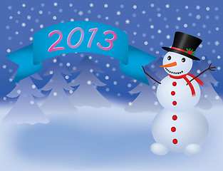 Image showing snowman with banner scroll 2013