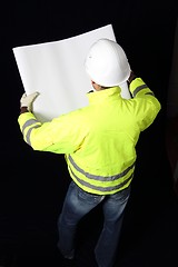 Image showing Building Worker with plan