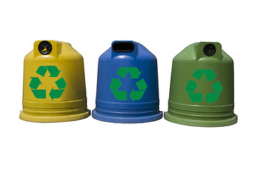 Image showing Recycle containers for glass, metal, plastic