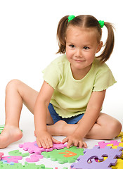 Image showing Little girl with alphabet