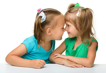 Image showing Two little girls are having fun