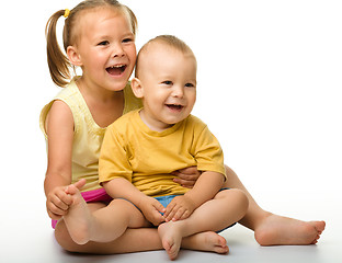 Image showing Two children are having fun