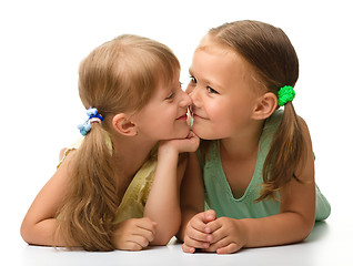 Image showing Two little girls are playing