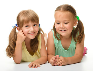 Image showing Two little girls - best friends