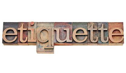 Image showing etiquette word in letterpress type