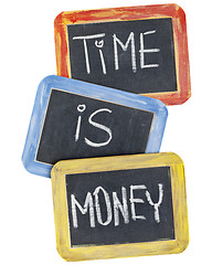 Image showing time is money on blackboard