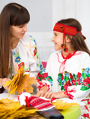 Image showing Mother and child in Ukrainian national cloth
