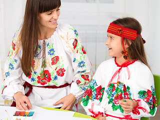 Image showing Mother and child in Ukrainian national cloth