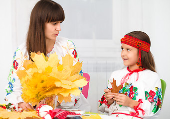 Image showing Mother and child in Ukrainian national cloth