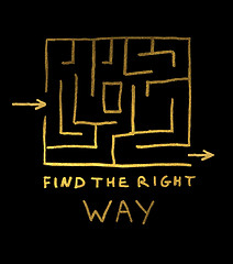 Image showing Find the right way conception. Labirint and text