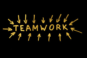 Image showing Teamwork text and strokes over black