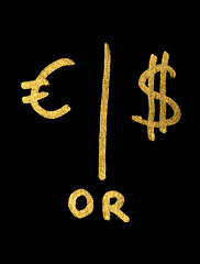 Image showing Euro or Dollar conception. Gold color symbols