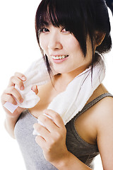 Image showing Chinese girl after a workout.