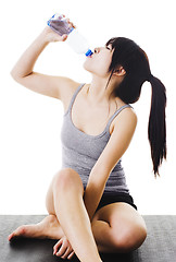 Image showing Chinese woman drinking water.