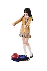 Image showing Chinese school girl with ugly uniform.