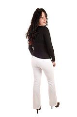 Image showing Woman in white dress pants.