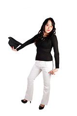 Image showing Woman in white pants and had.