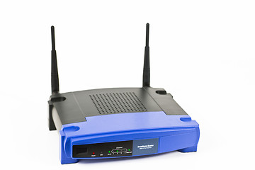 Image showing blue internet router with two antennas