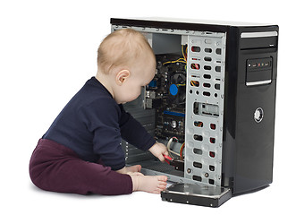 Image showing young child changing hdd