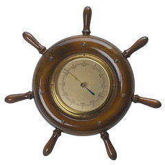 Image showing Ship helms /steering wheel  barometer