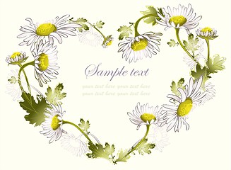 Image showing Decorative heart. Hand drawn valentines day greeting card. Illustration camomile