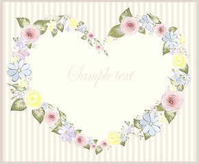 Image showing Decorative heart. Hand drawn valentines day greeting card. Illustration rose.   