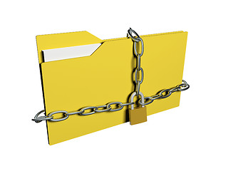 Image showing Computer data security concept. Computer folder with with chain 