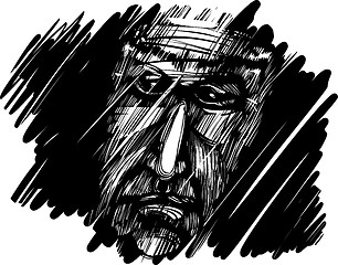 Image showing old man face in darkness