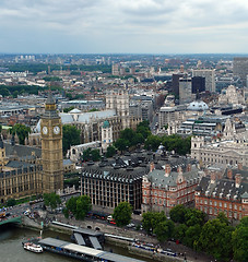 Image showing London City aerial view with Big Ben