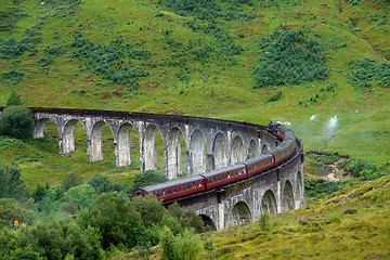 Image showing Glenfinnan Viaduct in green anbiance