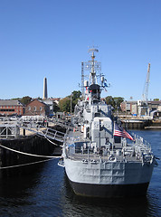 Image showing anchoring warship in Boston