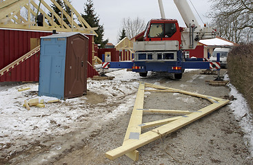 Image showing wooden house construction