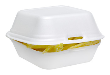 Image showing French fries in a white plastic box