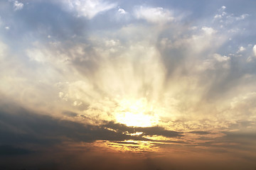 Image showing cloudy sundown