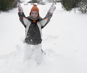 Image showing girl having fun in the snow