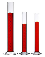 Image showing filled measuring cylinders