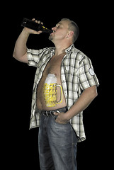 Image showing drinking man with beer belly