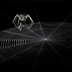Image showing metal spider and spiderweb
