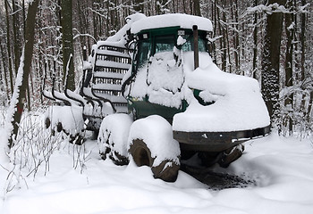 Image showing snowbound timber vehicle