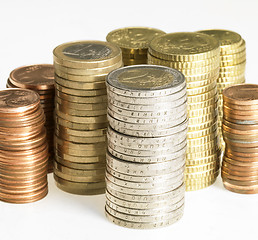 Image showing stacked euro coins