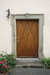 Image showing nostalgic wooden entrance door