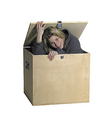 Image showing girl sitting inside  a wooden box
