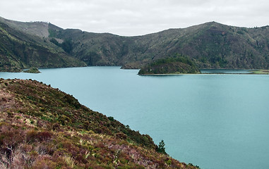 Image showing lakeside scenery at the Azores