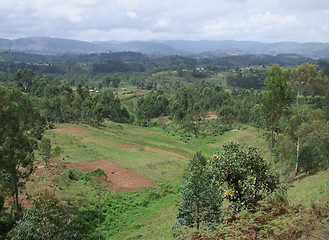 Image showing Virunga Mountains and clouded sky