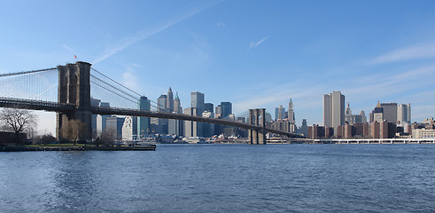 Image showing Brooklyn Bridge and New York skyline