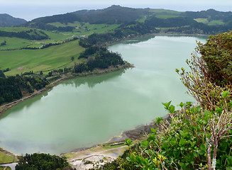 Image showing lakeside scenery at the Azores