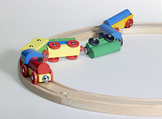 Image showing accident of a wooden toy train