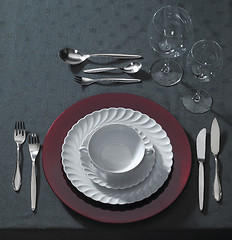 Image showing festive place setting and candlelight