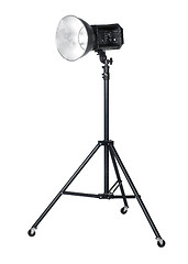 Image showing professional flashlight on tripod