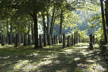 Image showing rows with old gravestones